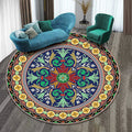 Sikunuo | Colorfully patterned folk art printed carpet polyester Moroccan carpet with non-slip backing pet-friendly machine washable carpet for guest room