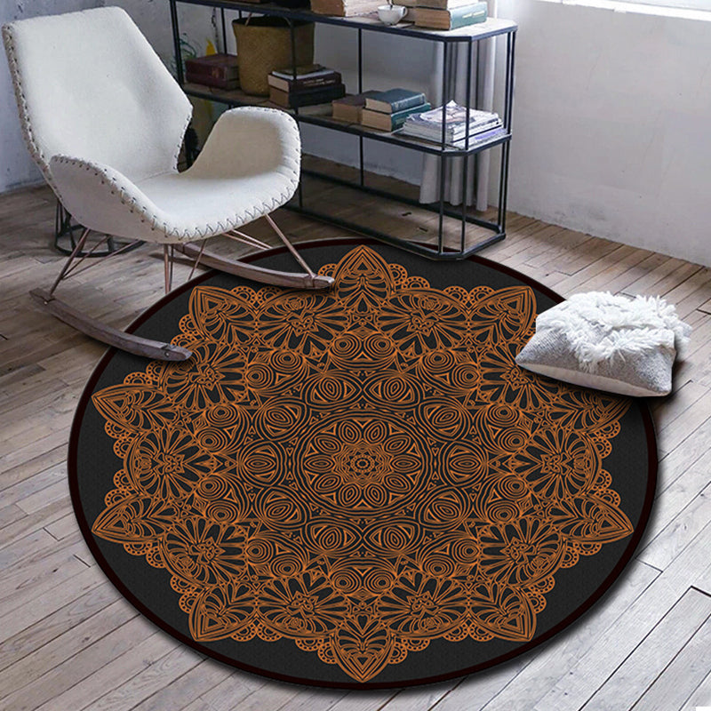 Sikunuo | Folks Multicolor Mandala Rug Synthetic Moroccan Rug Machine Washable Non-Slip Pet Friendly Living Room Rug