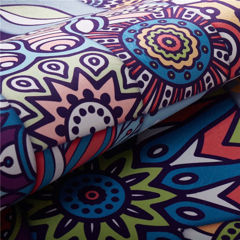 Sikunuo | Moroccan Mandala Patchwork Carpet Colorful Polyester Carpet Pet Friendly Non-Slip Machine Washable Carpet for Large Room