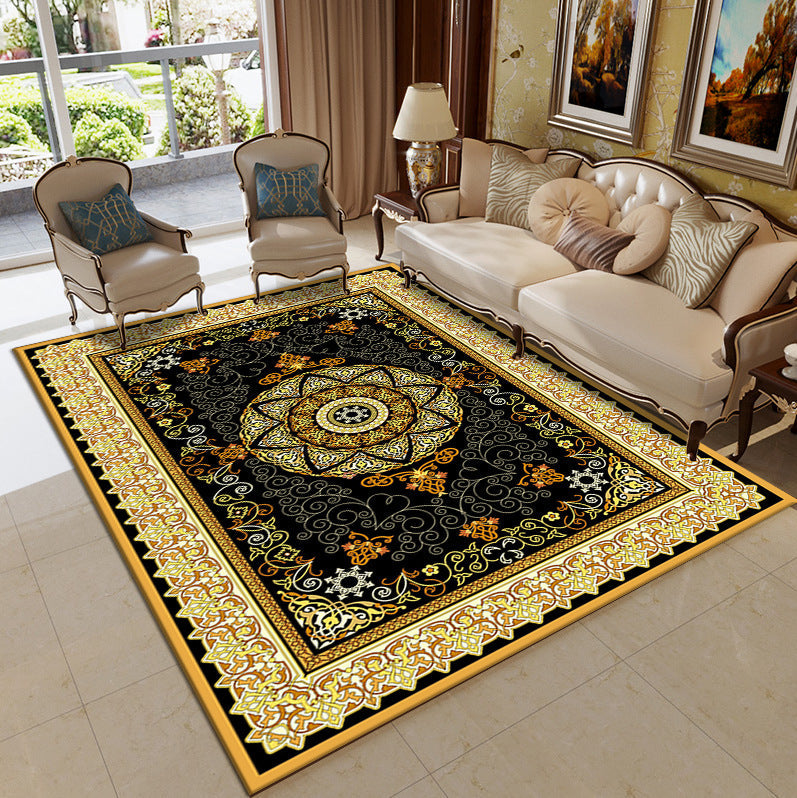 Sikunuo | Traditional Multicolored Moroccan Carpet Polypropylene Floral Carpet Non-Slip Backing Pet Friendly Stain Resistant Carpet for Living Room