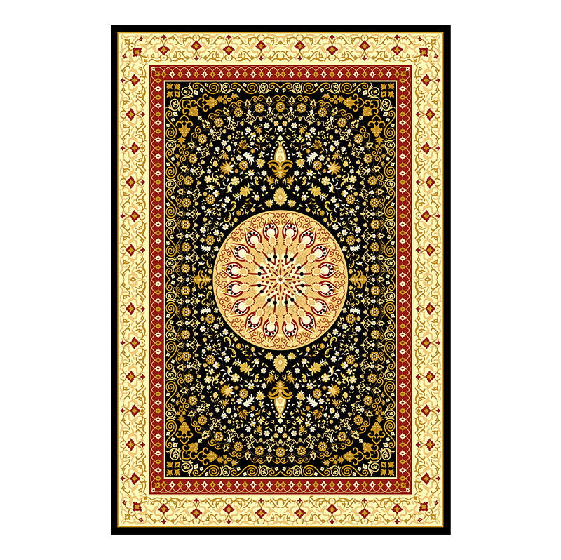 Sikunuo | Traditional Multicolored Moroccan Carpet Polypropylene Floral Carpet Non-Slip Backing Pet Friendly Stain Resistant Carpet for Living Room