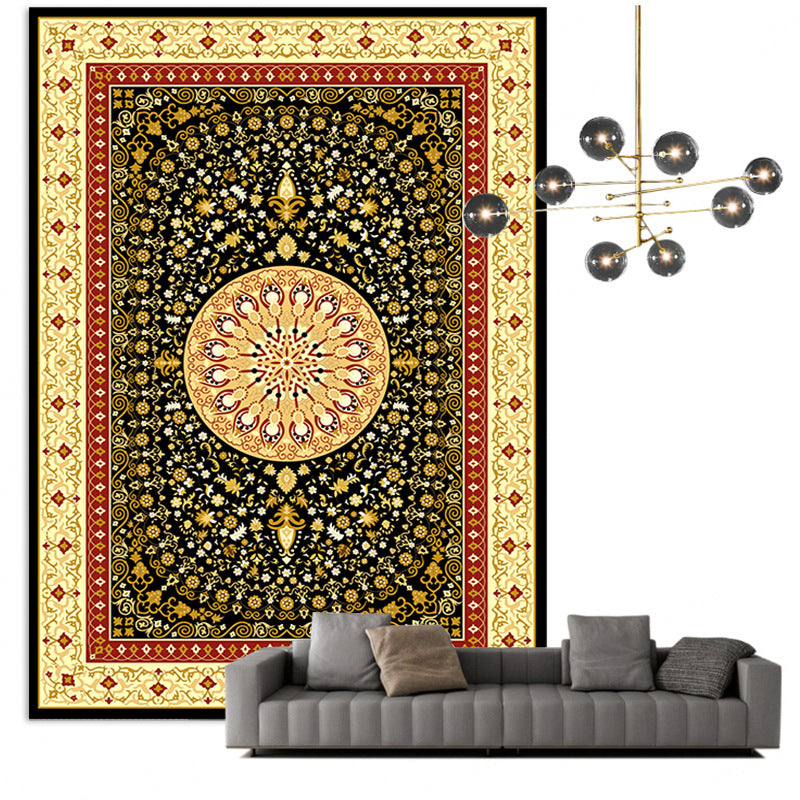 Sikunuo | Traditional Multicolored Moroccan Carpet Polypropylene Floral Carpet Non-Slip Backing Pet Friendly Stain Resistant Carpet for Living Room