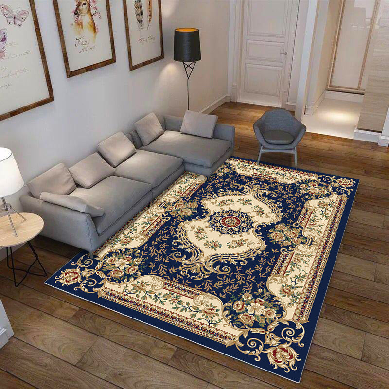 Sikunuo | Moroccan Style Bedroom Rug Multicolor Floral Pattern Rug Polyester Washable Pet Friendly Non-Slip Back Rug