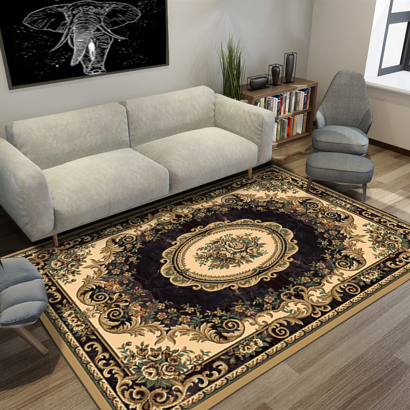 Sikunuo | Moroccan Style Bedroom Rug Multicolor Floral Pattern Rug Polyester Washable Pet Friendly Non-Slip Back Rug