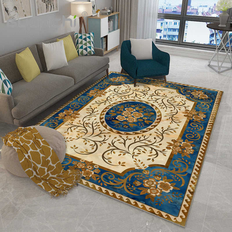 Sikunuo | Moroccan Style Bedroom Rug Multicolor Floral Pattern Rug Polyester Washable Pet Friendly Non-Slip Back Rug
