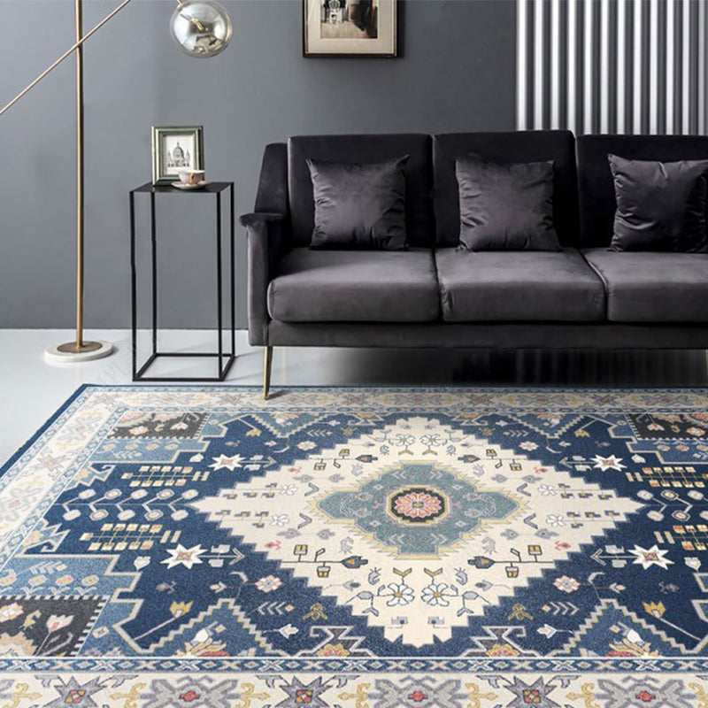 Sikunuo | Beautiful Moroccan Rug Multicolored symmetrical printed carpet non-slip machine washable pet-friendly rug for the room