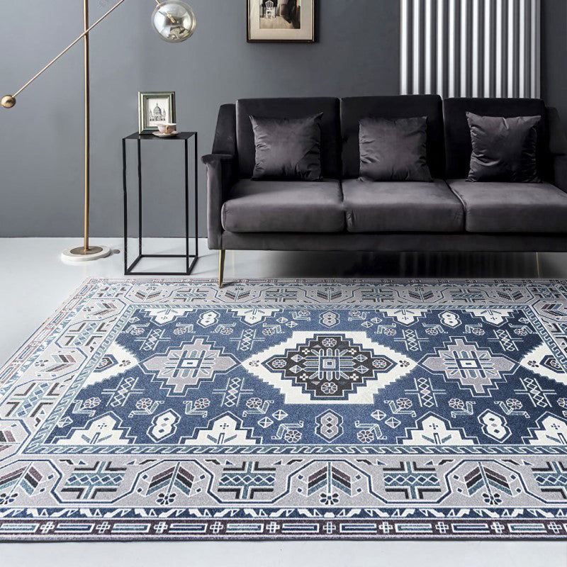 Sikunuo | Beautiful Moroccan Rug Multicolored symmetrical printed carpet non-slip machine washable pet-friendly rug for the room