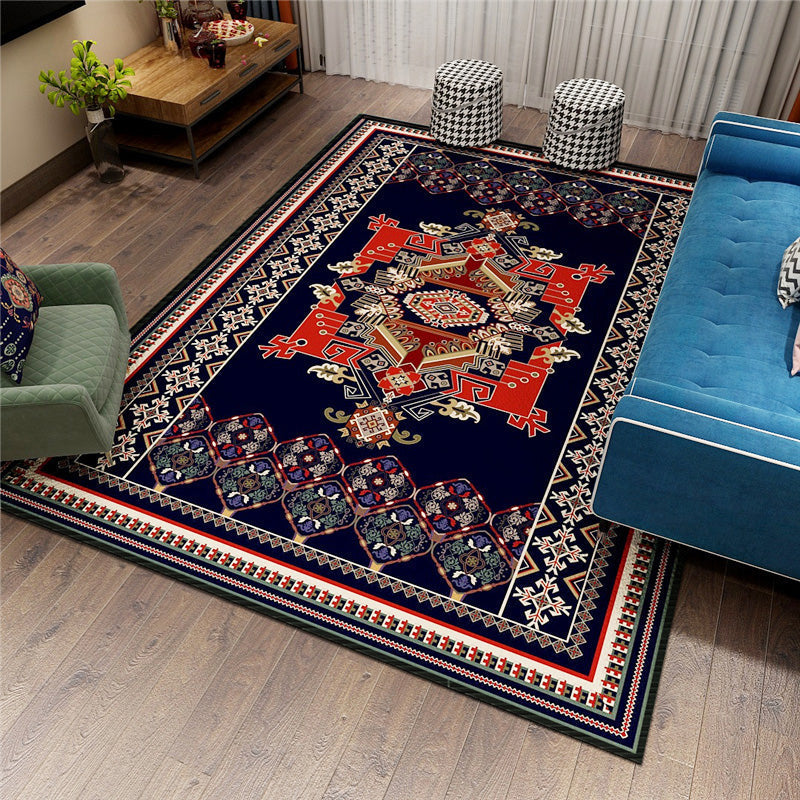 Sikunuo | Classic Persian Carpet Multicolored Flower Rug Machine Washable Stain Resistant Non-slip Living Room Rug for Home