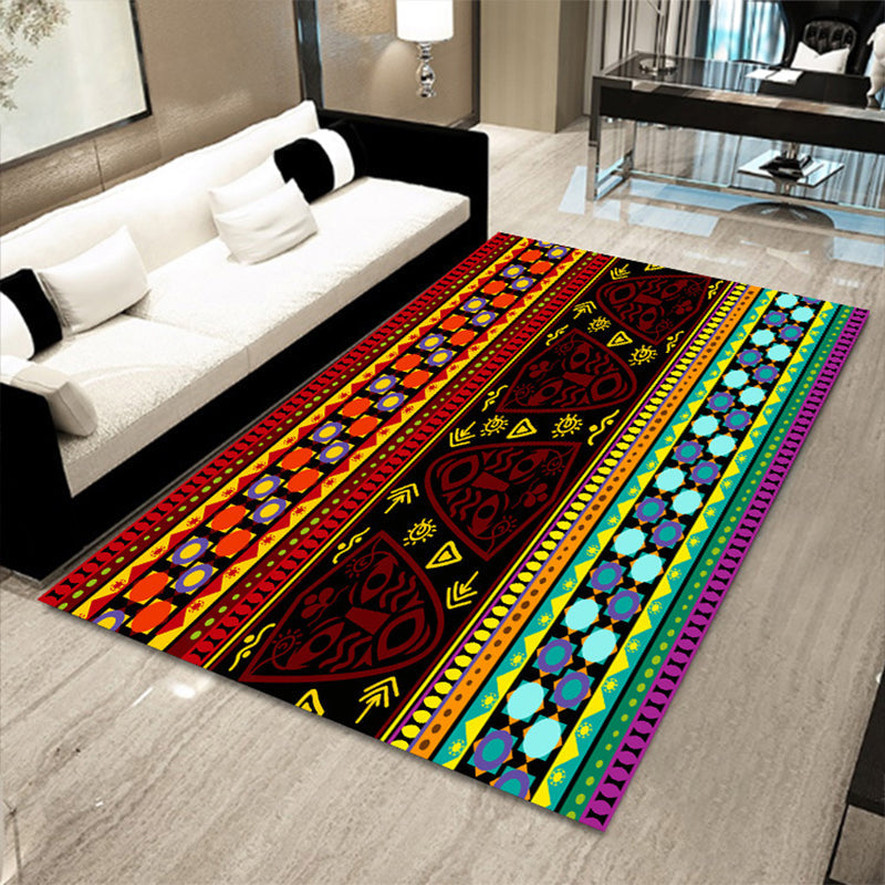 Sikunuo | Multicolored floral mosaic print carpet polypropylene Moroccan indoor carpet machine washable non-slip backing pet-friendly carpet for home