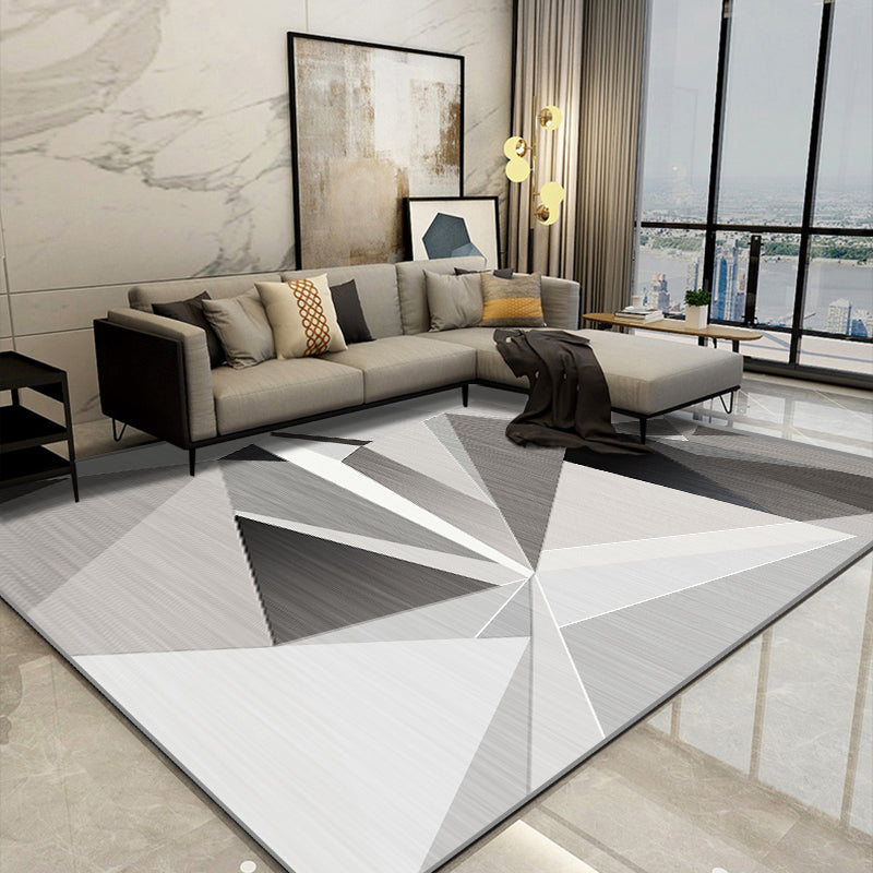 Sikunuo | Nice 3D Effect Triangle Rug Multicolor Contemporary Rug Polypropylene Machine Washable Pet Friendly Non-Slip Rug for Home