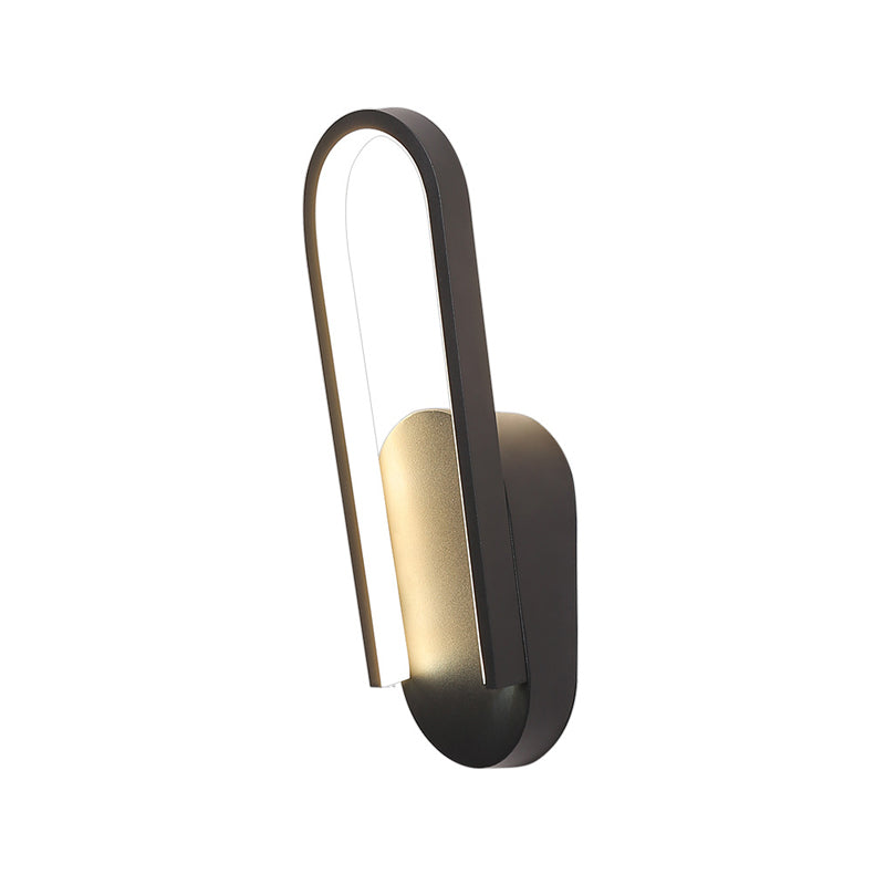 Sikunuo | Simple Wall Light Black/White Half Oval LED Wall Light with Acrylic Shade, Warm/White Light
