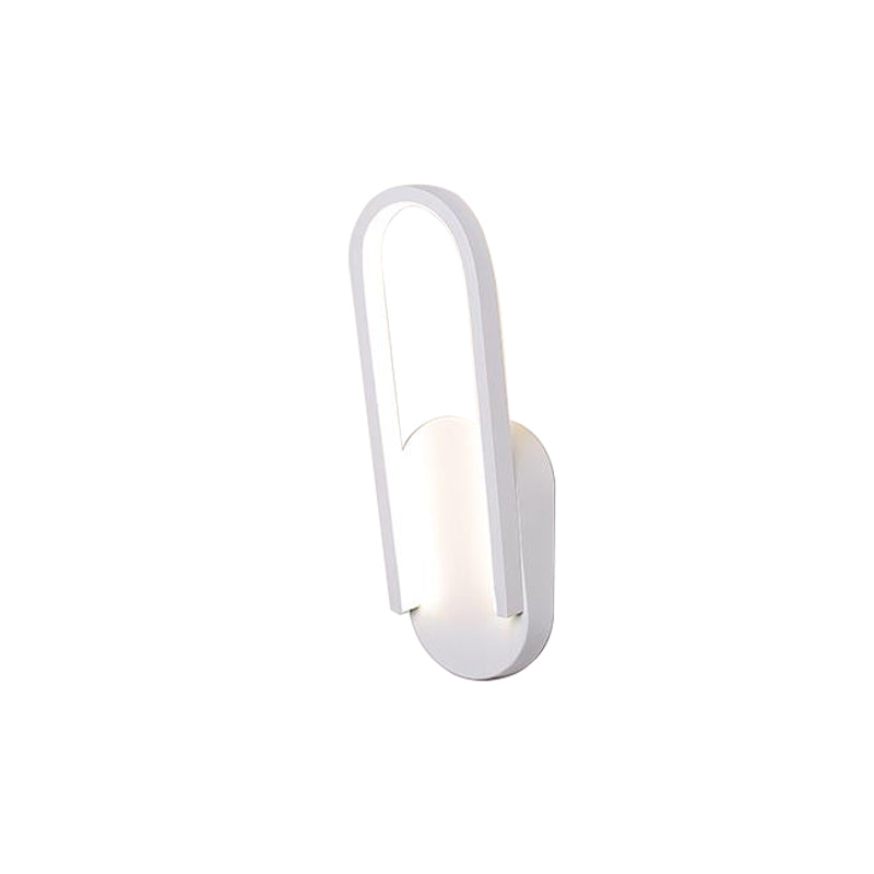 Sikunuo | Simple Wall Light Black/White Half Oval LED Wall Light with Acrylic Shade, Warm/White Light