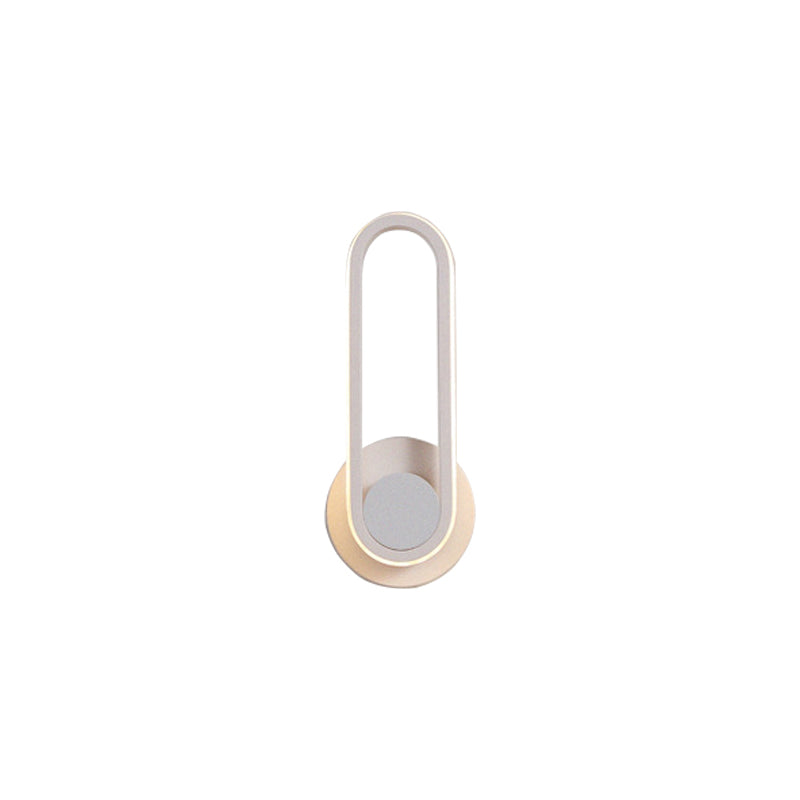 Sikunuo | Minimalistic Oblong-Ring Wall Light Acrylic Shade LED Bed Lamp in Black/White, Warm/White Light