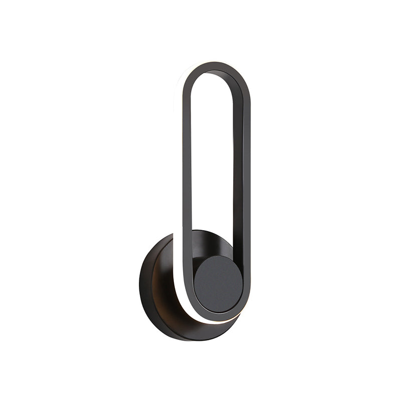 Sikunuo | Minimalistic Oblong-Ring Wall Light Acrylic Shade LED Bed Lamp in Black/White, Warm/White Light
