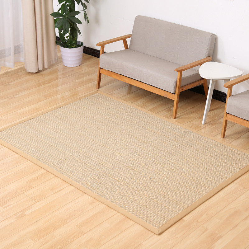 Sikunuo | Simple Multicolor Solid Area Rug Jute Lodge Rug Machine Washable Rug for Indoor with Border for the Living Room