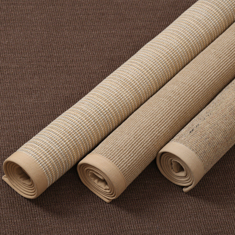 Sikunuo | Simple Multicolor Solid Area Rug Jute Lodge Rug Machine Washable Rug for Indoor with Border for the Living Room