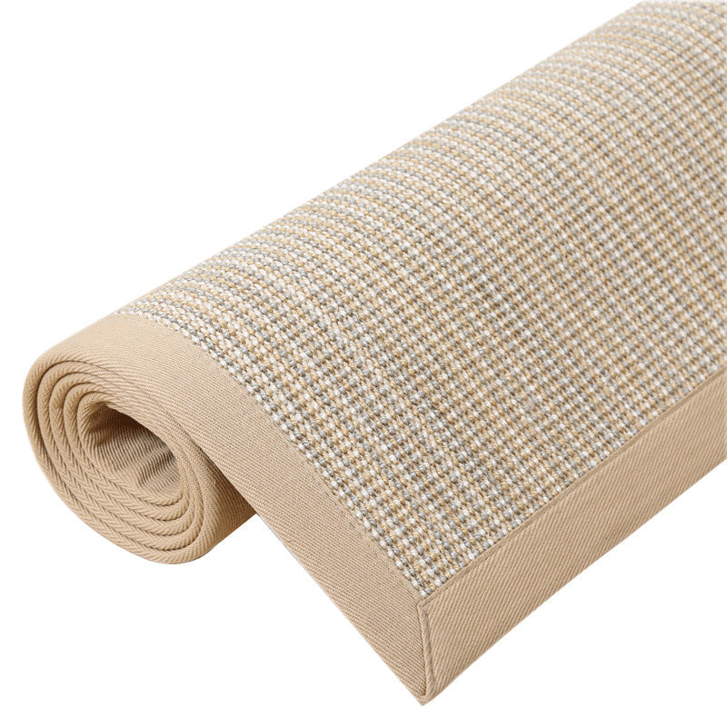 Sikunuo | Simple Multicolor Solid Area Rug Jute Lodge Rug Machine Washable Rug for Indoor with Border for the Living Room