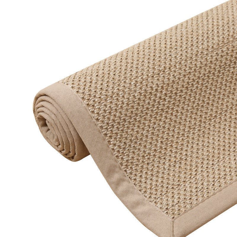 Sikunuo | Simple Multicolor Solid Area Rug Jute Lodge Rug Machine Washable Rug for Indoor with Border for the Living Room