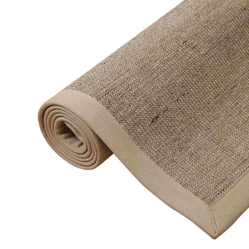 Sikunuo | Simple Multicolor Solid Area Rug Jute Lodge Rug Machine Washable Rug for Indoor with Border for the Living Room