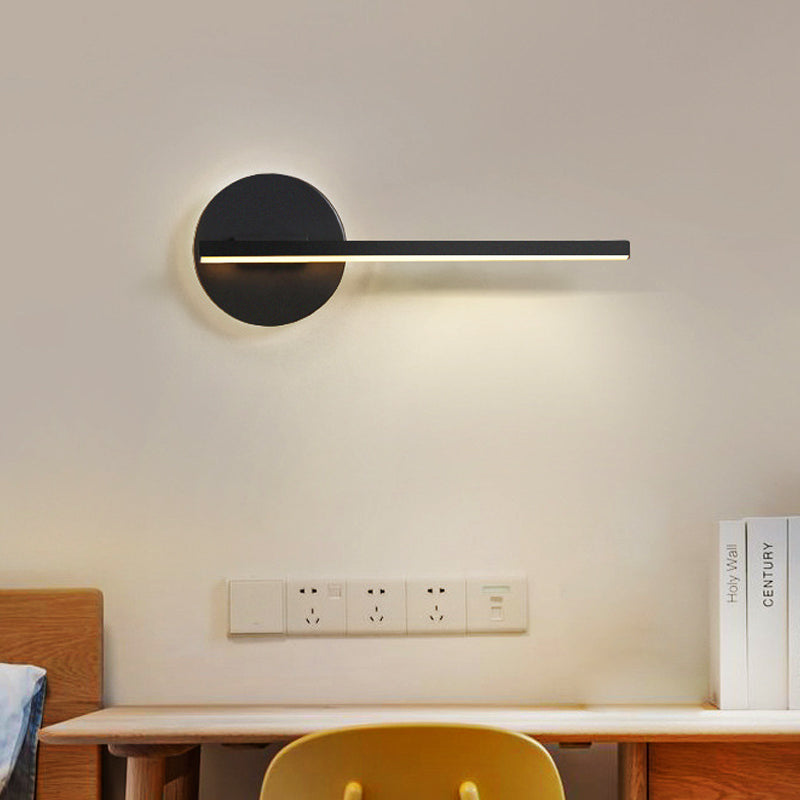 Sikunuo | Black/White Linear Wall Lamp Minimal Acrylic LED Wall Light for Bedroom in Warm/White Light