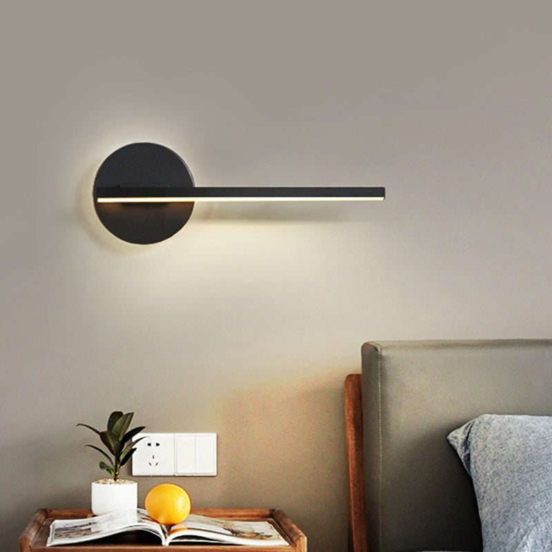 Sikunuo | Black/White Linear Wall Lamp Minimal Acrylic LED Wall Light for Bedroom in Warm/White Light