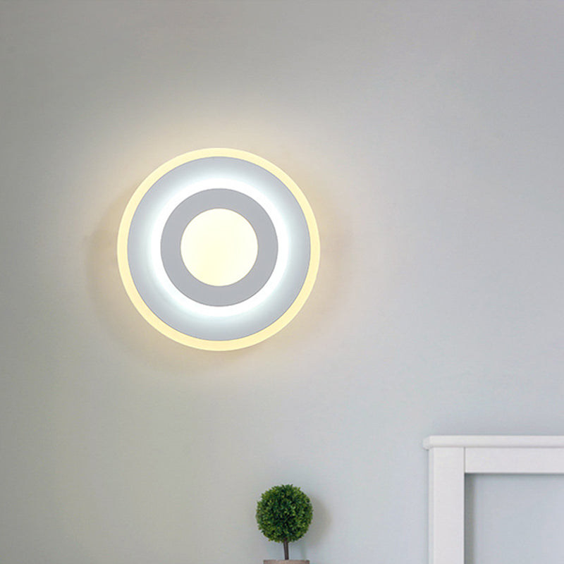 Sikunuo | Minimalist Acrylic Round/Square Wall Lamp Cozy Energy-Saving LED White Wall Lamp, Warm/White Light