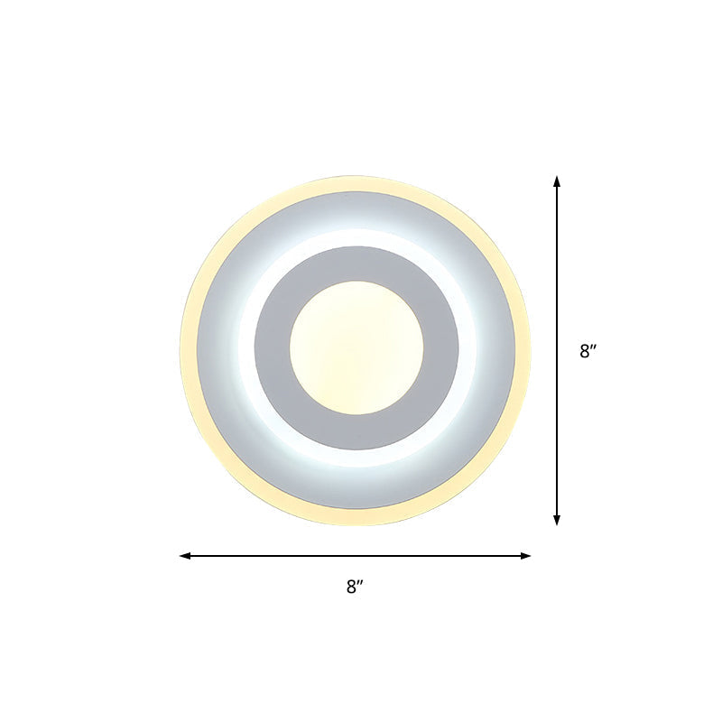 Sikunuo | Minimalist Acrylic Round/Square Wall Lamp Cozy Energy-Saving LED White Wall Lamp, Warm/White Light