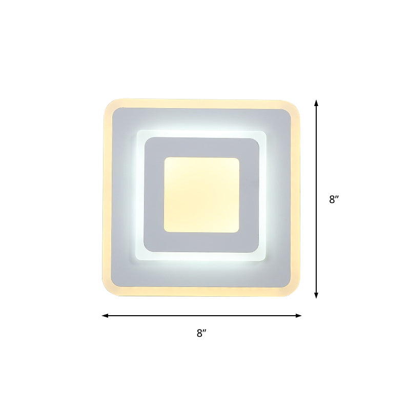 Sikunuo | Minimalist Acrylic Round/Square Wall Lamp Cozy Energy-Saving LED White Wall Lamp, Warm/White Light