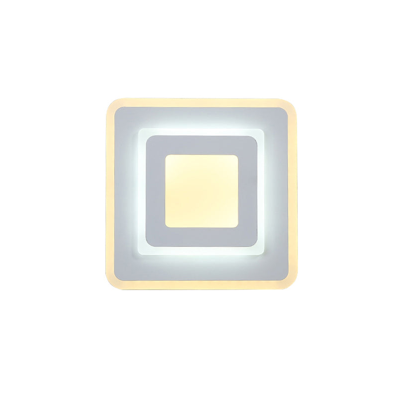 Sikunuo | Minimalist Acrylic Round/Square Wall Lamp Cozy Energy-Saving LED White Wall Lamp, Warm/White Light