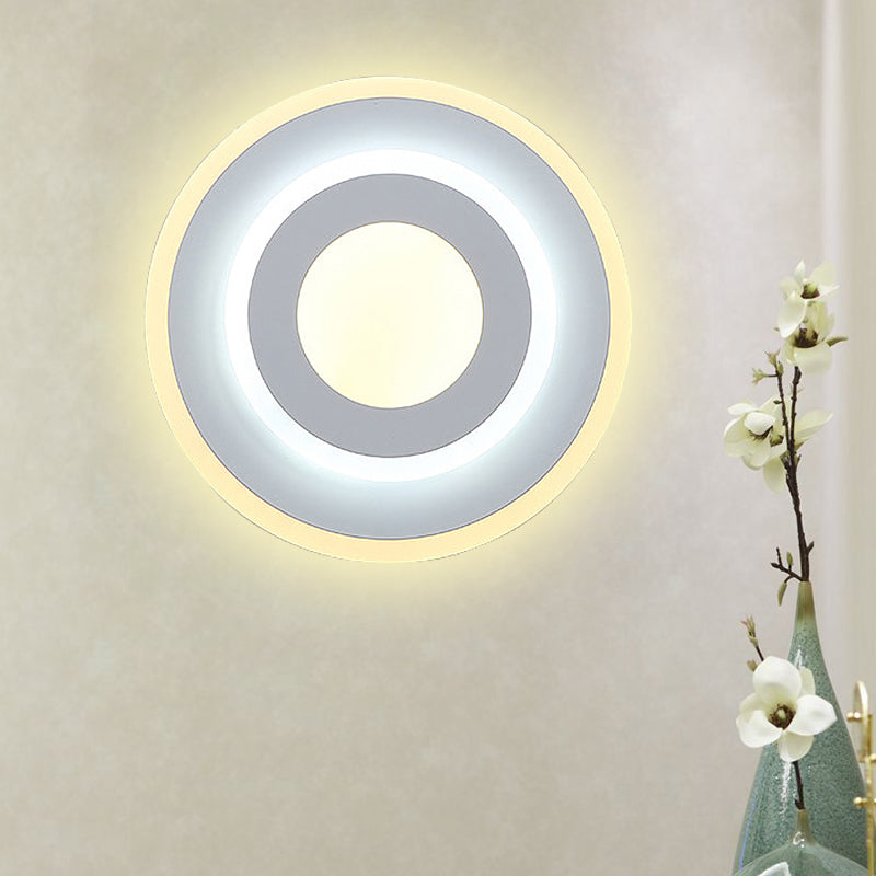 Sikunuo | Minimalist Acrylic Round/Square Wall Lamp Cozy Energy-Saving LED White Wall Lamp, Warm/White Light