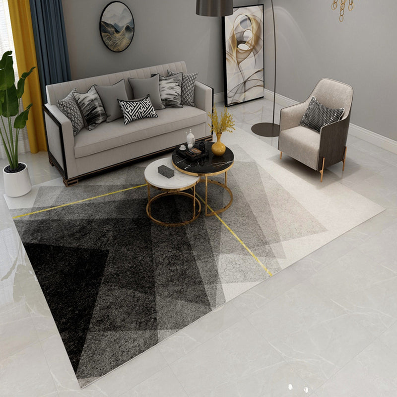 Sikunuo | Simple Geometric Print Rug Multi-Colored Modern Carpet Polypropylene Non-Slip Backing Stain Resistant Washable Rug for Home