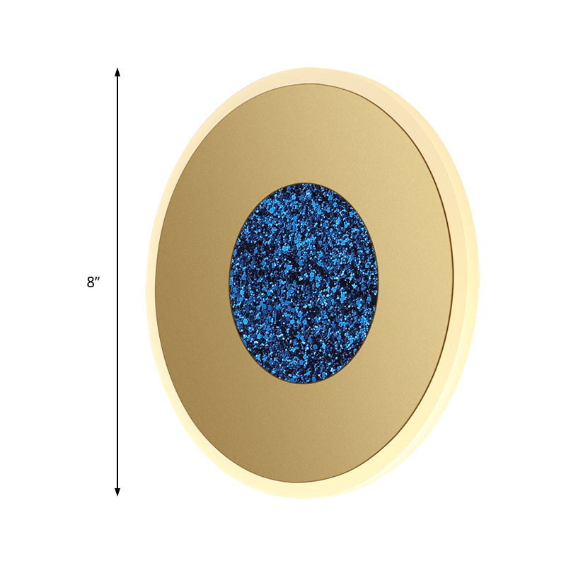 Sikunuo | Blue and Brass Disk LED Wall Light Modernist 8"/11" Dia Wall Mount Lamp with Acrylic Shade