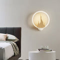 Sikunuo | Acrylic Halo Ring LED Wall Light Modern Wall Mounted Lamp in Black/White with Mountain Pattern, Warm Light