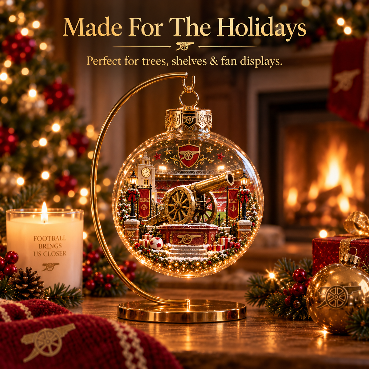 Victory Through Harmony Light-Up Football Christmas Globe Ornament