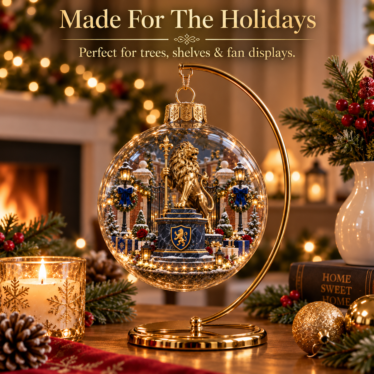 Keep the Blue Flag Flying High Light-Up Football Heritage Ornament