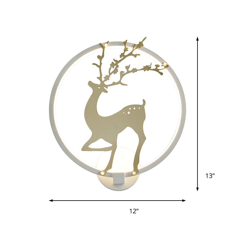 Sikunuo | Contemporary Black/White Acrylic Ring Wall Light LED Wall Mount Lighting Ideas with Sika Deer Pattern