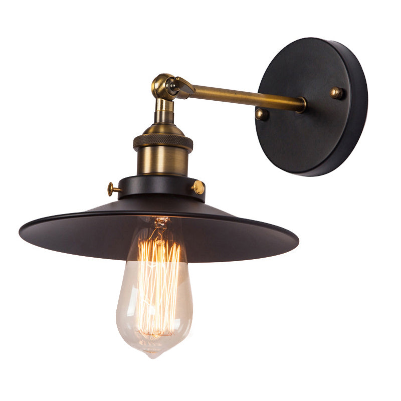 Sikunuo | Cone-shaped metal wall lighting antique 1-light hallway wall-mounted light in black