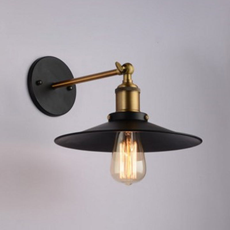 Sikunuo | Cone-shaped metal wall lighting antique 1-light hallway wall-mounted light in black