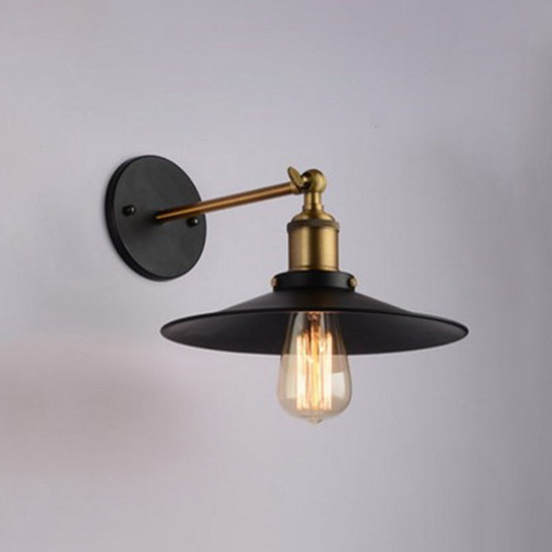 Sikunuo | Cone-shaped metal wall lighting antique 1-light hallway wall-mounted light in black