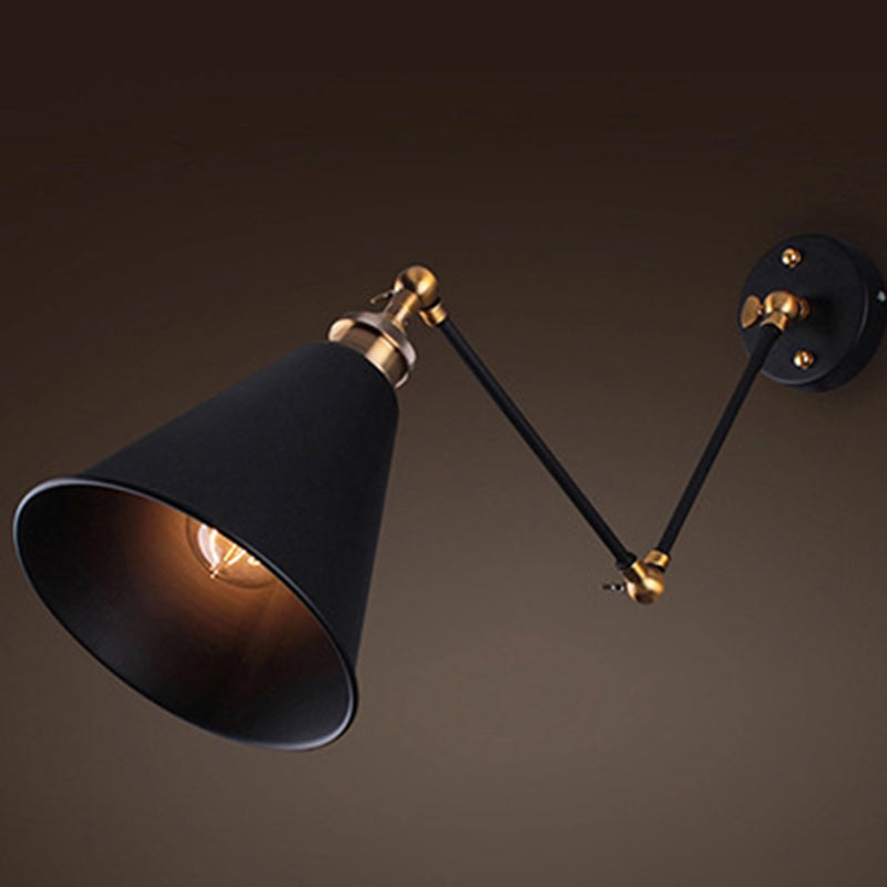 Sikunuo | Black Umbrella Shade Folding Wall Lamp Retro Style Single Bulb Restaurant Wall Lighting Fixture