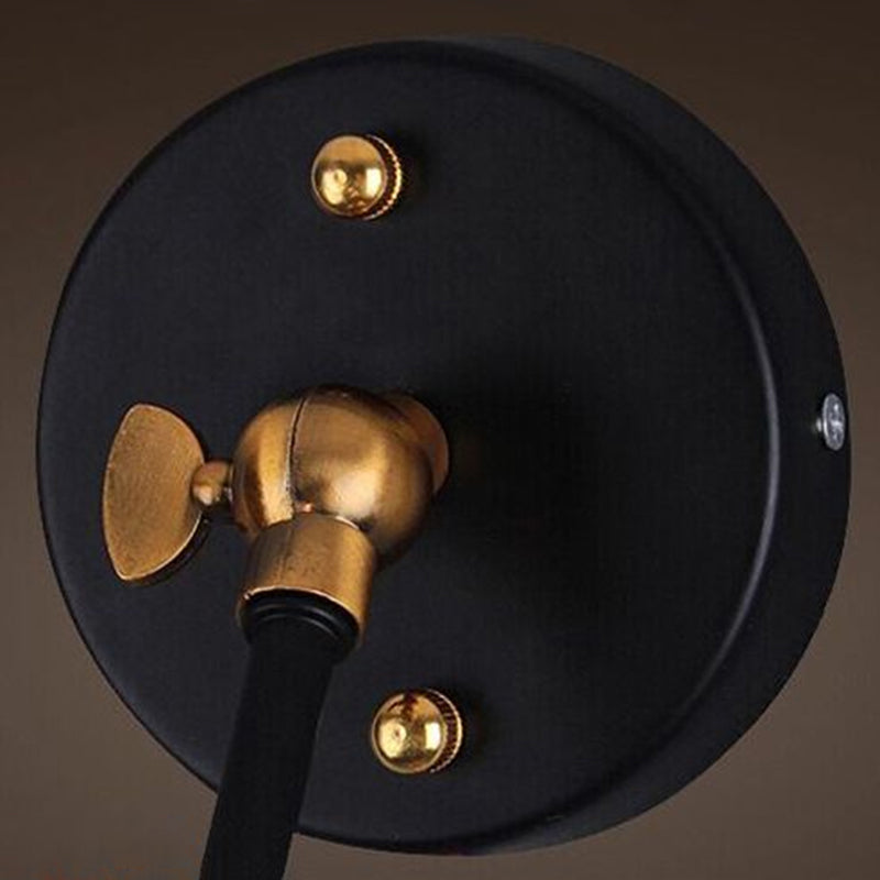 Sikunuo | Black Umbrella Shade Folding Wall Lamp Retro Style Single Bulb Restaurant Wall Lighting Fixture