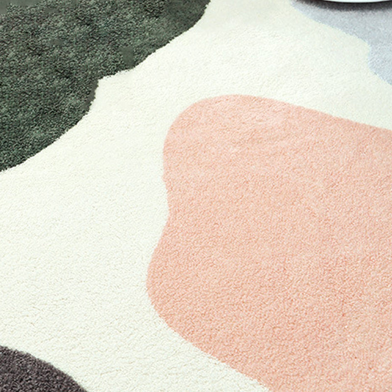 Sikunuo | Cute Kids Room Carpet Multi color Plant Printed Area Rug Polyester Non-Slip Rug Machine Washable Carpet