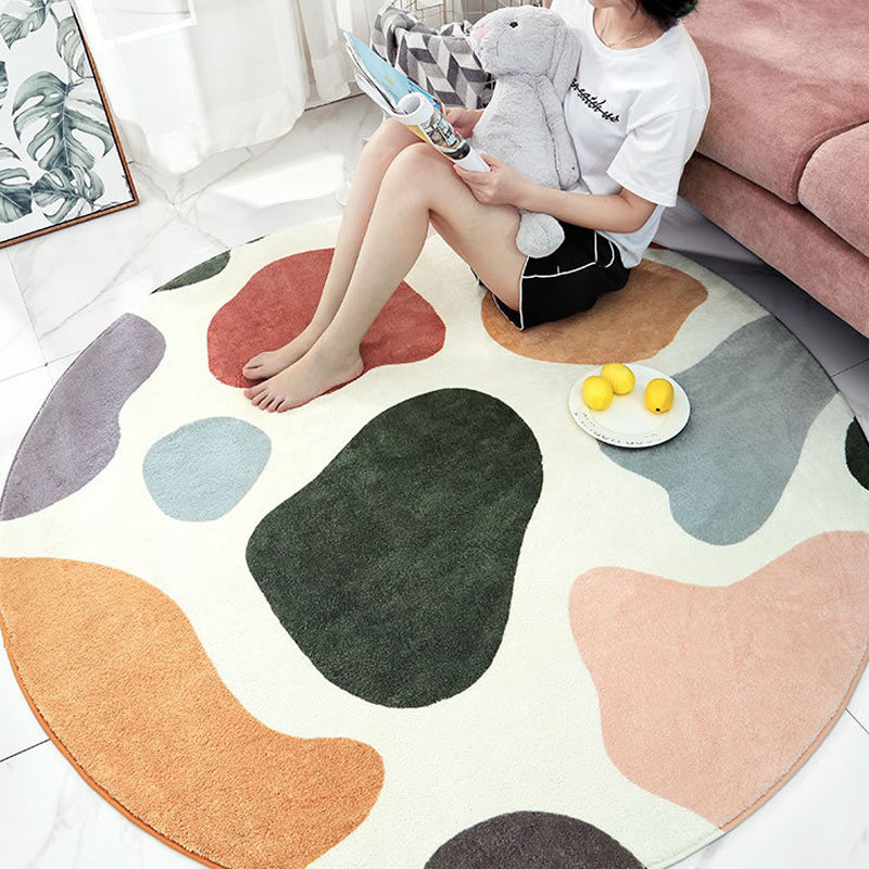 Sikunuo | Cute Kids Room Carpet Multi color Plant Printed Area Rug Polyester Non-Slip Rug Machine Washable Carpet