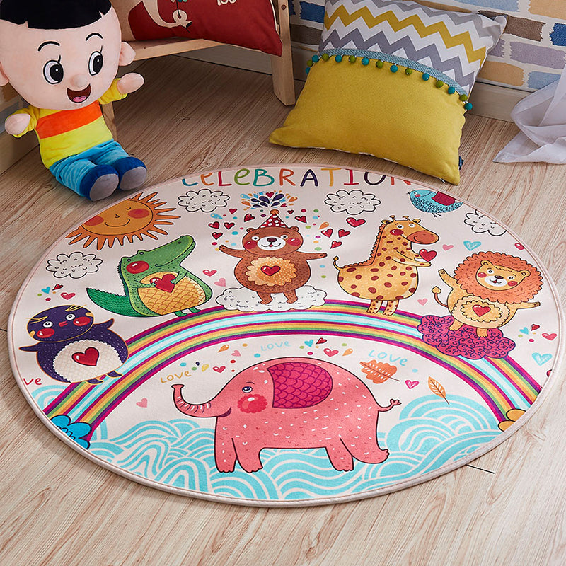 Sikunuo | Multi-colored comfort carpet cotton blend animal print carpet pet-friendly maintenance-friendly carpet for children's room
