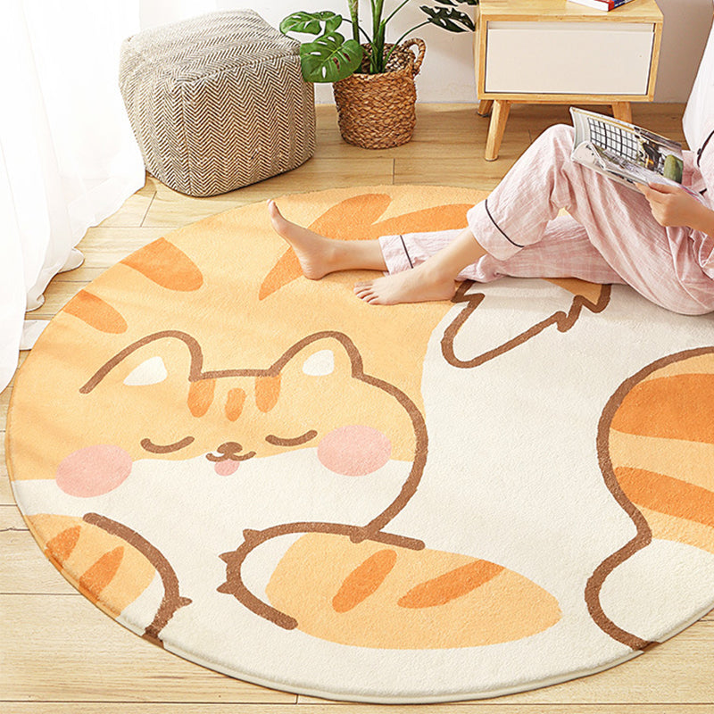 Sikunuo | Cute Animal Pattern Rug Multi-Color Synthetic Rug Anti-Slip Back Washable Rug for Kids Room