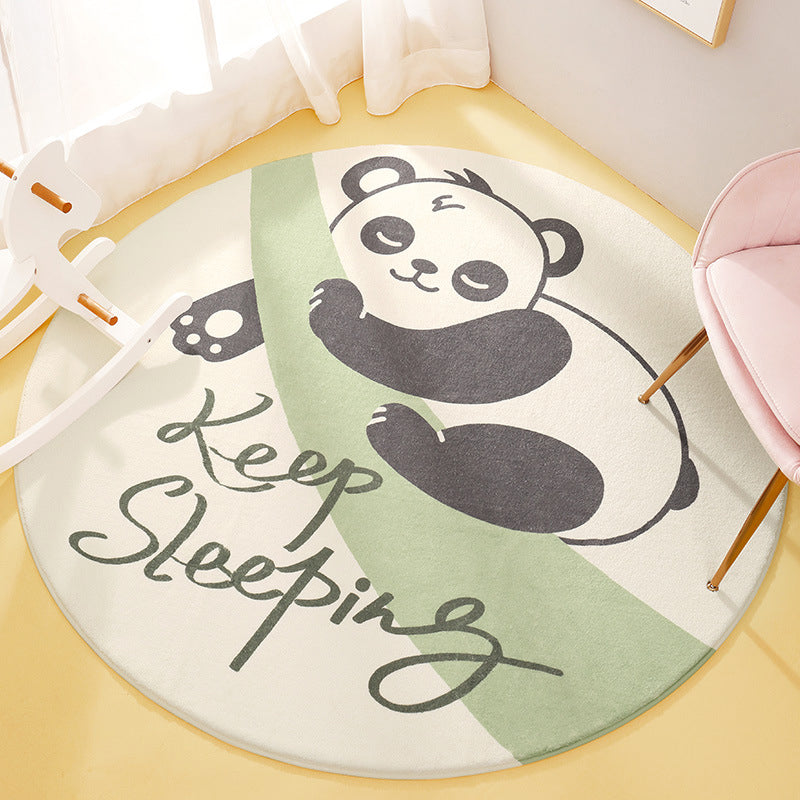 Sikunuo | Cute Animal Pattern Rug Multi-Color Synthetic Rug Anti-Slip Back Washable Rug for Kids Room
