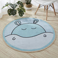 Sikunuo | Beautiful Cartoon Printed Rug Multicolor Cotton Blend Indoor Rug Non-Slip Back Easy Care Rug with Border for the Room
