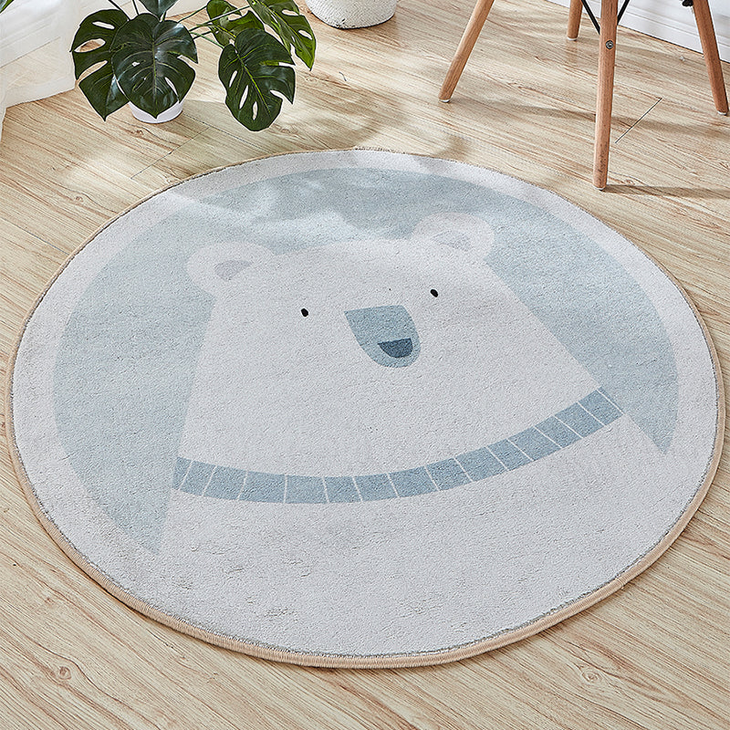 Sikunuo | Beautiful Cartoon Printed Rug Multicolor Cotton Blend Indoor Rug Non-Slip Back Easy Care Rug with Border for the Room