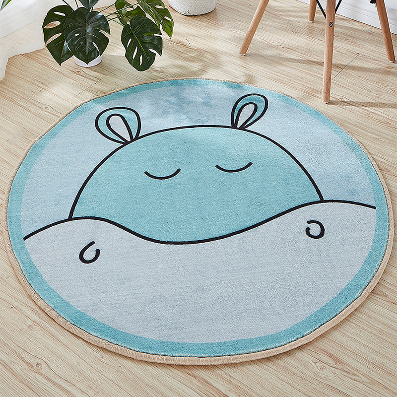 Sikunuo | Beautiful Cartoon Printed Rug Multicolor Cotton Blend Indoor Rug Non-Slip Back Easy Care Rug with Border for the Room