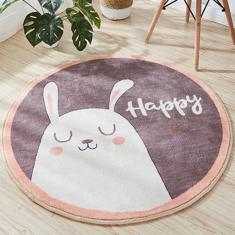 Sikunuo | Beautiful Cartoon Printed Rug Multicolor Cotton Blend Indoor Rug Non-Slip Back Easy Care Rug with Border for the Room